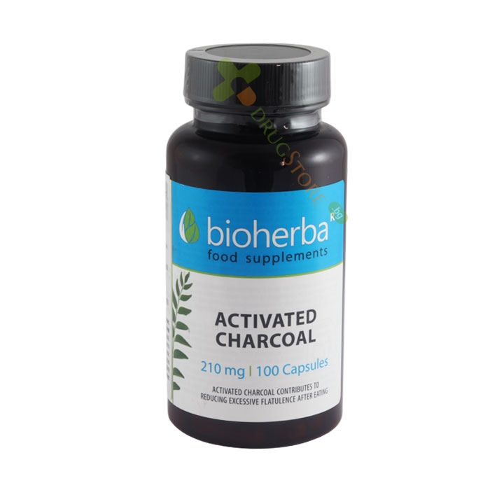 БИОХЕРБА АКТИВЕН ВЪГЛЕН капсули 100 броя / BIOHERBA ACTIVATED CHARCOAL