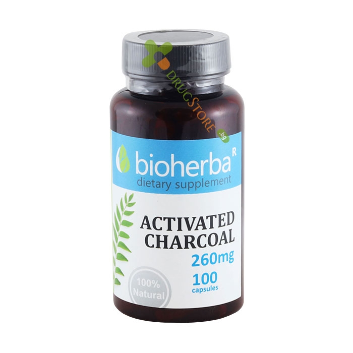 БИОХЕРБА АКТИВЕН ВЪГЛЕН капсули 260 мг 100 броя / BIOHERBA ACTIVATED CHARCOAL