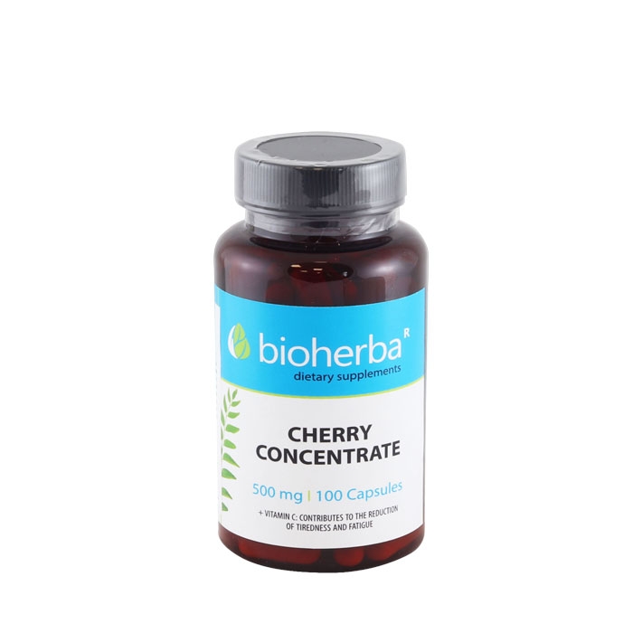 БИОХЕРБА ЧЕРЕША КОНЦЕНТРАТ + ВИТАМИН C капсули 100 броя / BIOHERBA CHERRY CONCENTRATE + VITAMIN C
