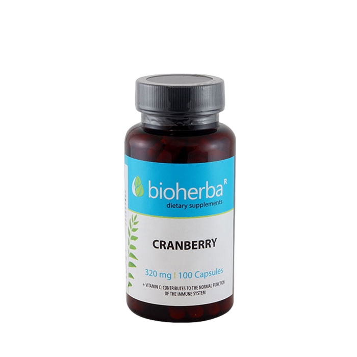 БИОХЕРБА ЧЕРВЕНА БОРОВИНКА + ВИТАМИН C капсули 100 броя / BIOHERBA CRANBERRY + VITAMIN C