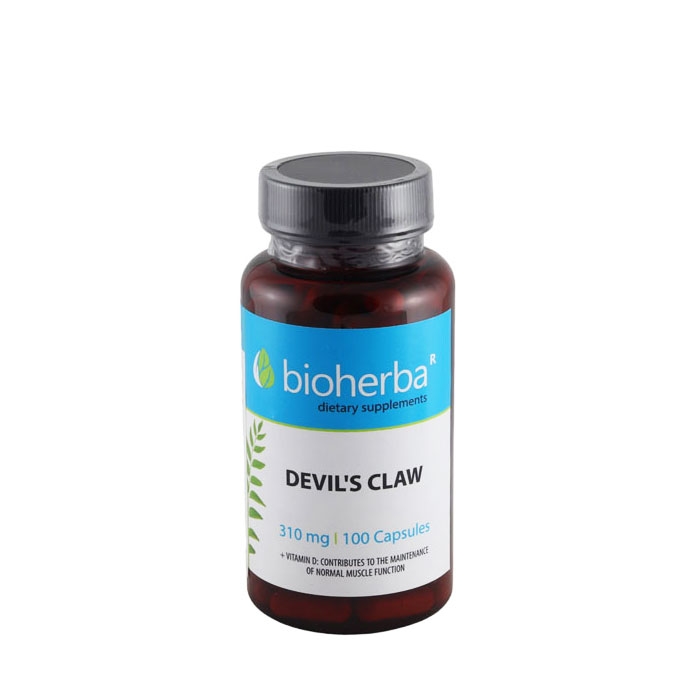 БИОХЕРБА ДЯВОЛСКИ НОКЪТ + ВИТАМИН D капсули 310 мг 100 броя / BIOHERBA DEVIL&#039;S CLAW + VITAMIN D