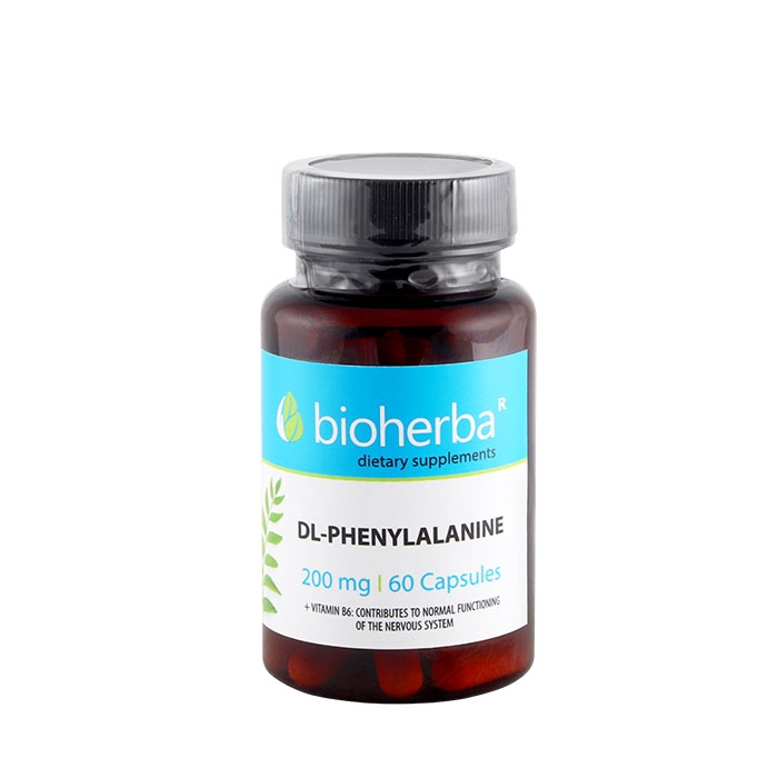 БИОХЕРБА DL-ФЕНИЛАЛАНИН + ВИТАМИН B6 капсули 60 броя / BIOHERBA DL-PHENYLALANINE + VITAMIN B6
