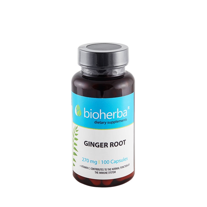 БИОХЕРБА ДЖИНДЖИФИЛ КОРЕН + ВИТАМИН C капсули 100 броя / BIOHERBA ZINGIBER ROOT + VITAMIN C