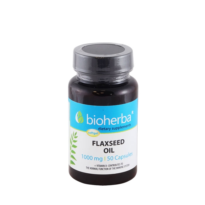 БИОХЕРБА ЛЕНЕНО МАСЛО + ВИТАМИН D капули 1000 мг 50 броя / BIOHERBA FLAXSEED OIL + VITAMIN D
