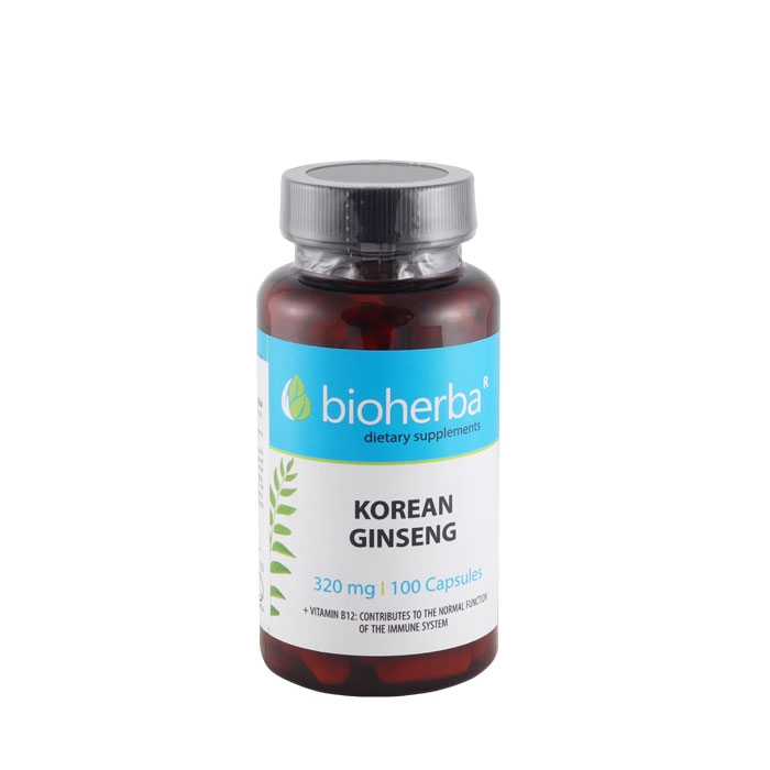БИОХЕРБА КОРЕЙСКИ ЖЕН ШЕН + ВИТАМИН B12 капсули 100 броя / BIOHERBA KOREAN GINSENG + VITAMIN B12