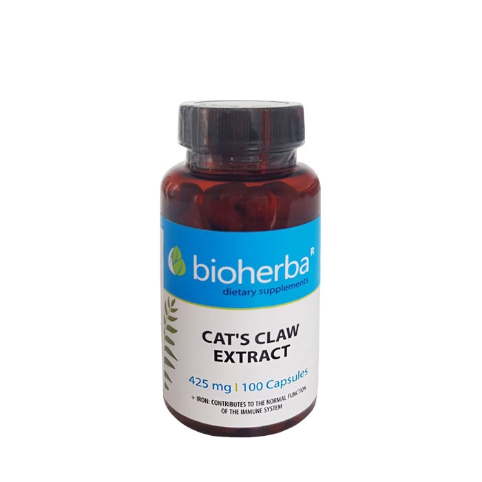 БИОХЕРБА КОТЕШКИ НОКЪТ ЕКСТРАКТ + ЖЕЛЯЗО капсули 100 броя / BIOHERBA CAT&#039;S CLAW EXTRACT + IRON