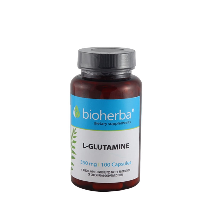БИОХЕРБА L-ГЛУТАМИН И РИБОФЛАВИН капсули 350 мг 100 броя / BIOHERBA L-GLUTAMINE AND RIBOFLAVIN