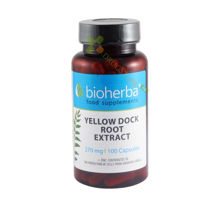 БИОХЕРБА ЛАПАД КЪДРАВ, КОРЕН ЕКСТРАКТ+ЦИНК капсули 100 броя / BIOHERBA WELLOW DOCK ROOT EXTRACT+ZINC
