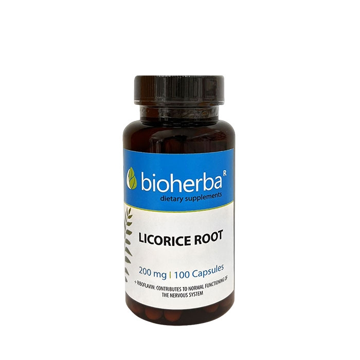 БИОХЕРБА СЛАДНИК КОРЕН + РИБОФЛАВИН капсули 100 броя / BIOHERBA LICORICE ROOT + RIBOFLAVIN