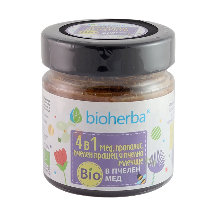 БИОХЕРБА ПЧЕЛЕН МИКС 4 В 1 В БИО ПЧЕЛЕН МЕД 280 г / BIOHERBA HONEY MIX 4 IN 1 IN BIO HONEY