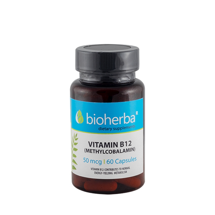 БИОХЕРБА ВИТАМИН B12 МЕТИЛКОБАЛАМИН капсули 50 мкг 60 броя / BIOHERBA VITAMIN B12