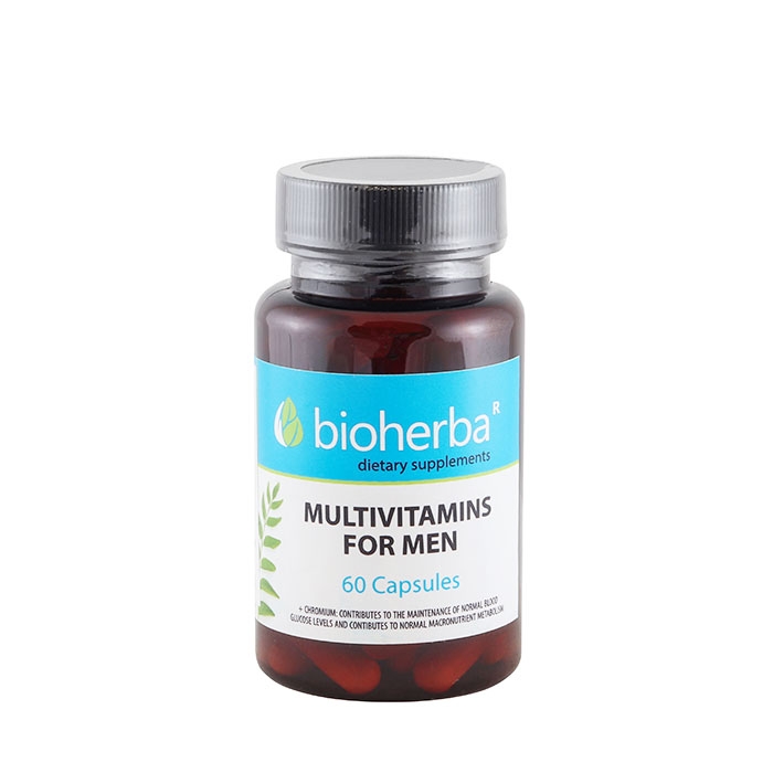БИОХЕРБА МУЛТИВИТАМИНИ ЗА МЪЖЕ + ХРОМ капсули 60 броя / BIOHERBA MULTIVITAMINS FOR MEN + CHROMIUM