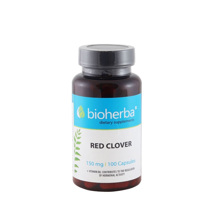 БИОХЕРБА ЧЕРВЕНА ДЕТЕЛИНА + ВИТАМИН B6 капсули 100 броя / BIOHERBA RED CLOVER + VITAMIN B6