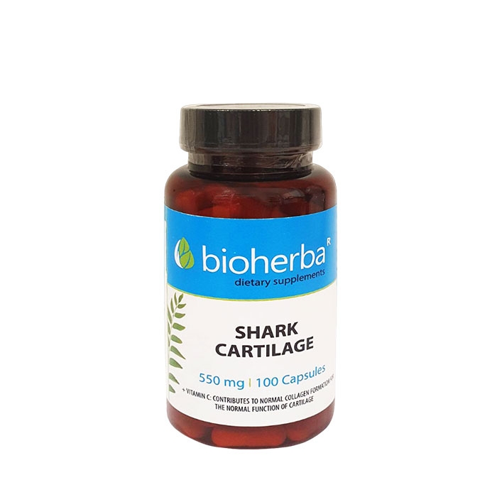 БИОХЕРБА ХРУЩЯЛ ОТ АКУЛА + ВИТАМИН C капсули 100 броя / BIOHERBA SHARK CARTILAGE + VITAMIN C