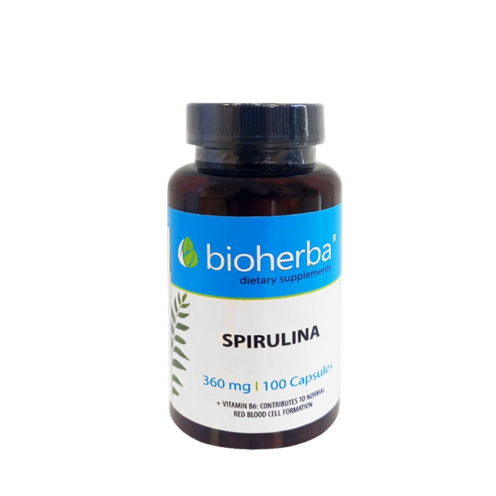 БИОХЕРБА СПИРУЛИНА + ВИТАМИН B6 капсули 100 броя / BIOHERBA SPIRULINA + VITAMIN B6