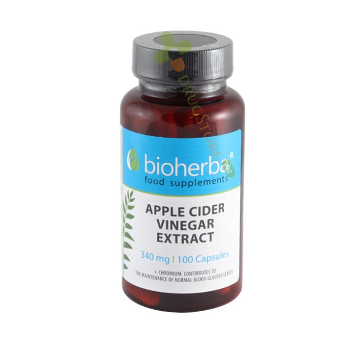 БИОХЕРБА ЯБЪЛКОВ ОЦЕТ ЕКСТРАКТ+ХРОМ капсули 100 броя / BIOHERBA APPLE SIDER VINEGAR EXTRACT+CHROMIUM