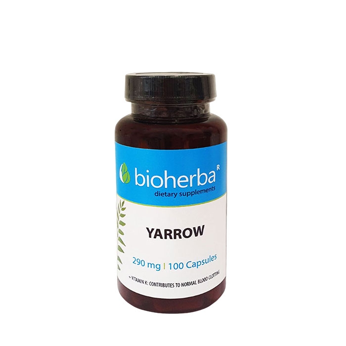 БИОХЕРБА БЯЛ РАВНЕЦ + ВИТАМИН K капсули 100 броя / BIOHERBA YARROW + VITAMIN K