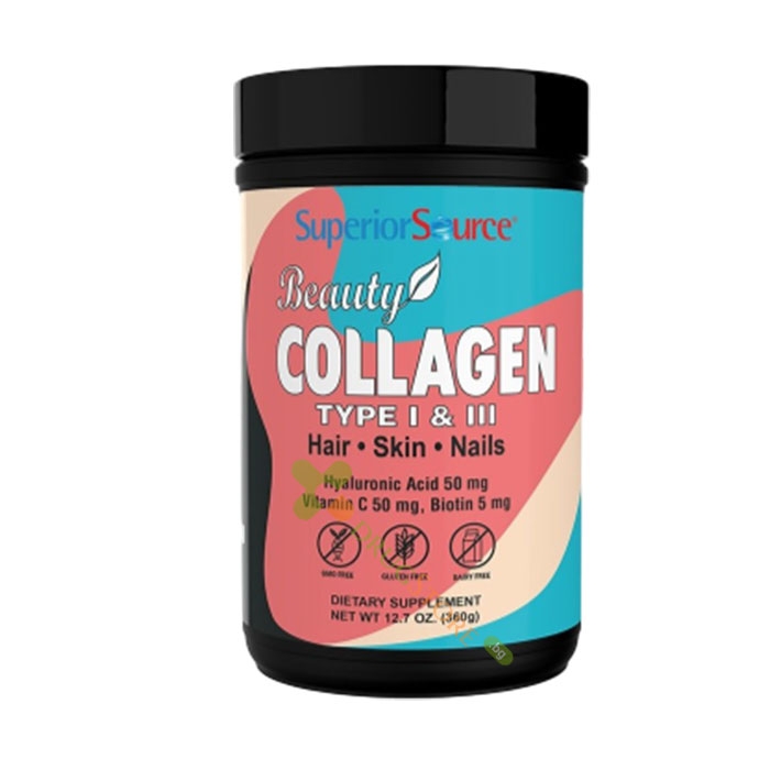 БЮТИ КОЛАГЕН С ХИАЛУРОНОВА КИСЕЛИНА, ВИТАМИН C И БИОТИН прах 360 г / SUPERIOR SOURCE BEAUTY COLLAGEN TYPE I &amp; III powder