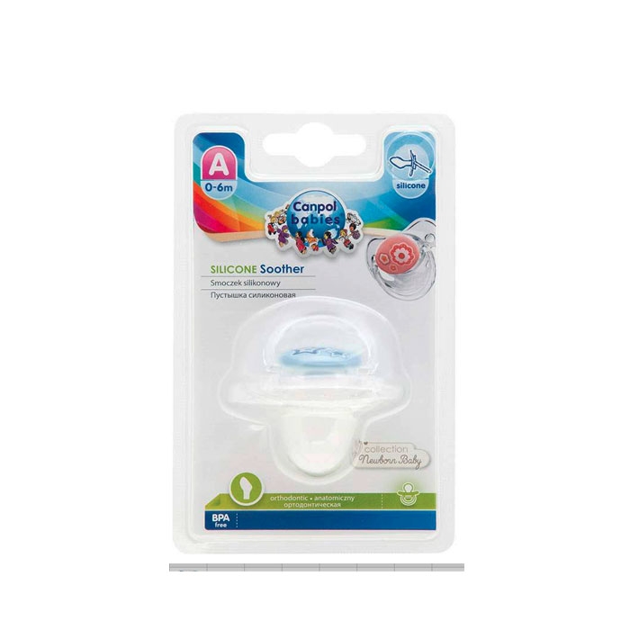 КАНПОЛ СИЛИКОНОВА АНАТОМИЧНА ЗАЛЪГАЛКА NEWBORN BABY СИНЯ 0-6 м / CANPOL BABIES SILICONE SOOTHER NEWBORN BABY BLUE 0-6 m