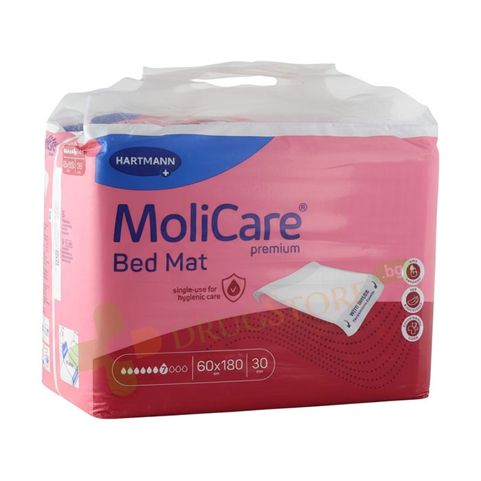 ЧАРШАФИ МОЛИКЕЪР 60 см / 180 см 30 броя / HARTMANN MOLI CARE PREMIUM BED MAT 60 cm / 180 cm