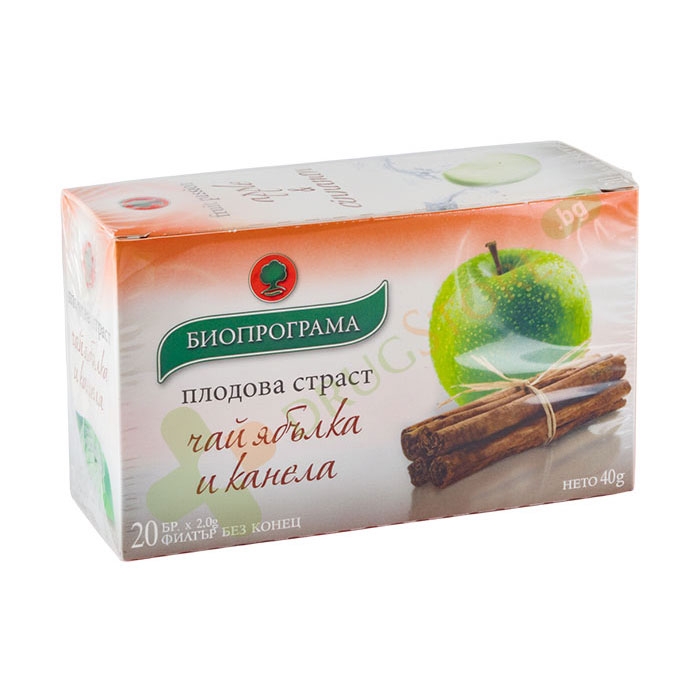 ЧАЙ ФИЛТЪР ЯБЪЛКА И КАНЕЛА 20 броя / BIOPROGRAMA APPLE &amp; CINNAMON TEA