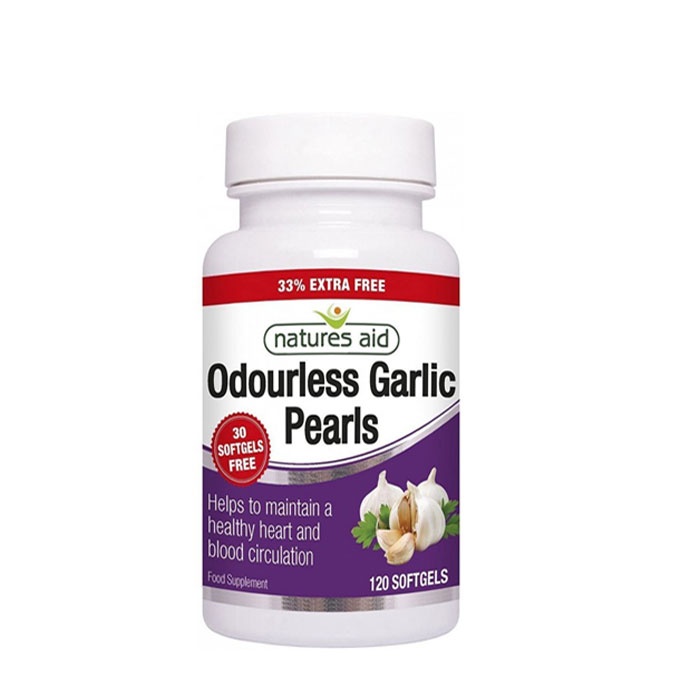 ЧЕСНОВИ ПЕРЛИ БЕЗ МИРИС 120 броя капсули / (NATURES AID ODOURLESS GARLIC PEARLS capsules