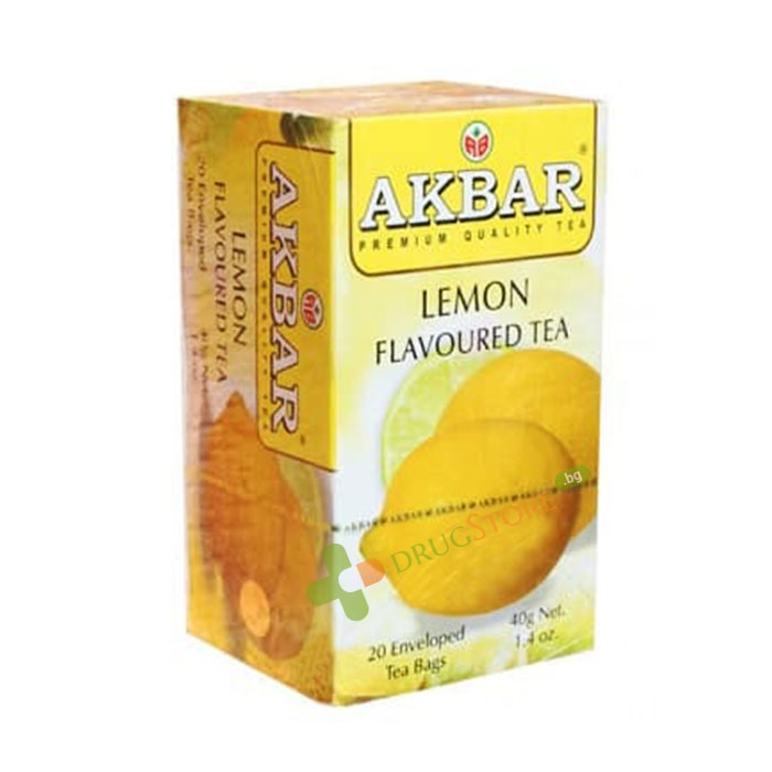 ЧЕРЕН ЧАЙ С АРОМАТ НА ЛИМОН АКБАР филтър 20 броя / AKBAR LEMON FLAVOURED BLACK TEA