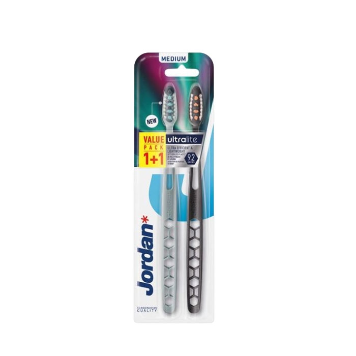 ЧЕТКА ЗА ЗЪБИ ДЖОРДАН УЛТРАЛАЙТ ДУО МЕДИУМ 1+1 / JORDAN TOOTHBRUSH ULTRALITE DUO MEDIUM 1+1