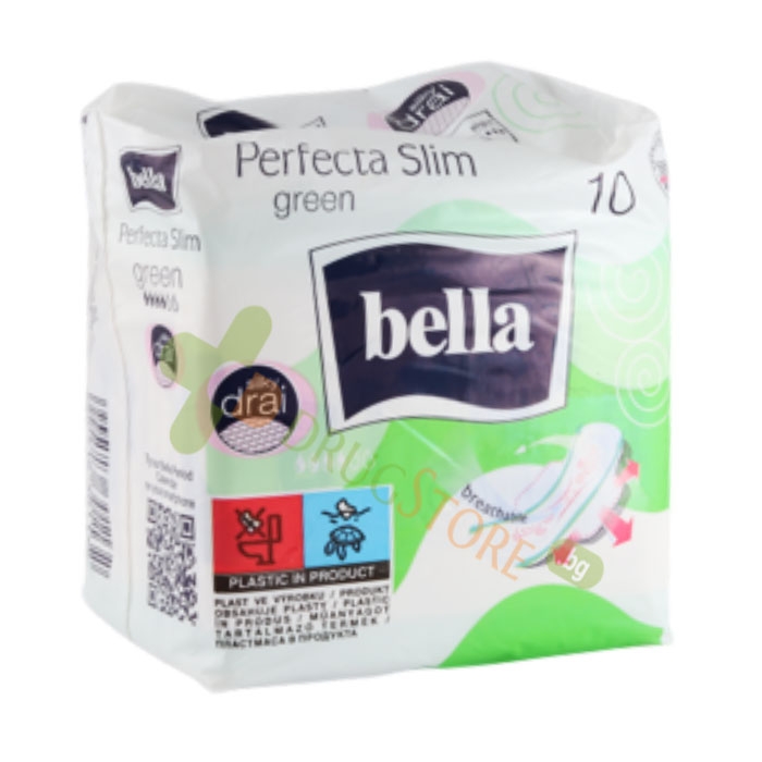 ДАМСКИ ПРЕВРЪЗКИ БЕЛЛА ПЕРФЕКТА ГРИЙН УЛТРА КОПРИНА 10 броя / BELLA PERFECTA ULTRA GREEN SANITARY NAPKIN FOR DAY USE
