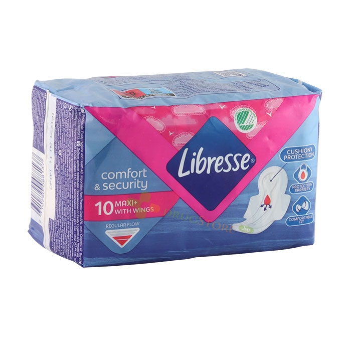 ДАМСКИ ПРЕВРЪЗКИ ЛИБРЕС МАКСИ НОРМАЛ 10 броя / SCA HYGIENE PRODUCTS LIBRESSE MAXI PLUS SANITARY NAPKIN