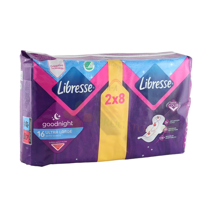 ДАМСКИ ПРЕВРЪЗКИ ЛИБРЕС УЛТРА ЛАРДЖ GOODNIGHT ДУО 16 броя / LIBRESSE SANITARY NARKINS GOODNIGHT ULTRA+ LARGE