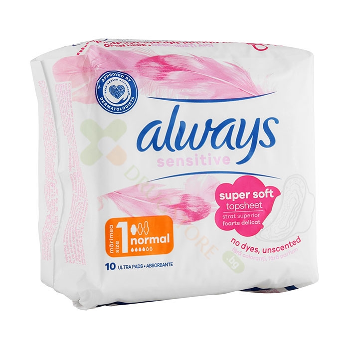 ДАМСКИ ПРЕВРЪЗКИ ОЛУЕЙС СЕНЗИТИВ НОРМАЛ 10 броя / PROCTER &amp; GAMBLE ALWAYS SENSITIVE ULTRA NORMAL SANITARY NAPKIN