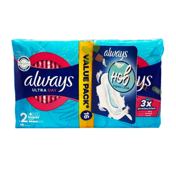 ДАМСКИ ПРЕВРЪЗКИ ОЛУЕЙС УЛТРА ДEЙ СУПЕР 16 броя / PROCTER &amp; GAMBLE ALWAYS ULTRA DAY SUPER PADS