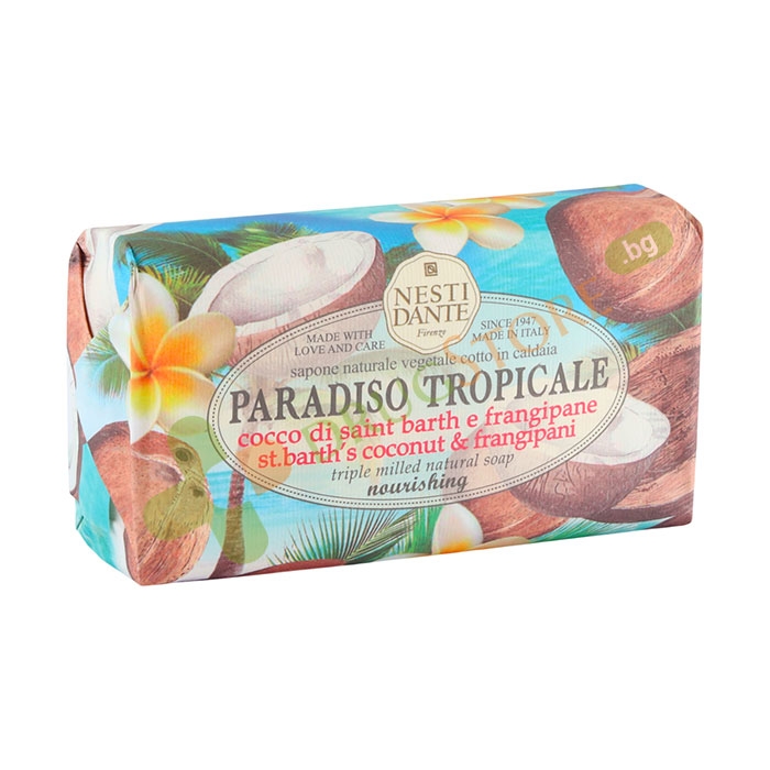 НАТУРАЛЕН САПУН ТРОПИЧЕСКИ РАЙ С КОКОС И ФРАНГИПАНИ 250 г / NESTI DANTE PARADISO TROPICALE NATURAL SOAP COCONUT &amp; FRANGIPANI