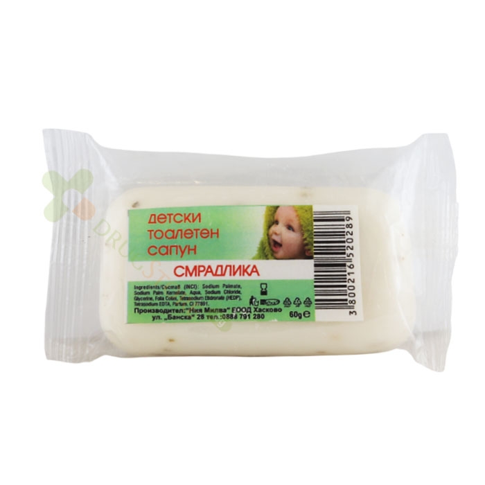 ДЕТСКИ ТОАЛЕТЕН САПУН СЪС СМРАДЛИКА 60 г / NIYA MILVA CHILDREN&#039;S TOILET SOAP WITH COTINUS COGGYGRIA