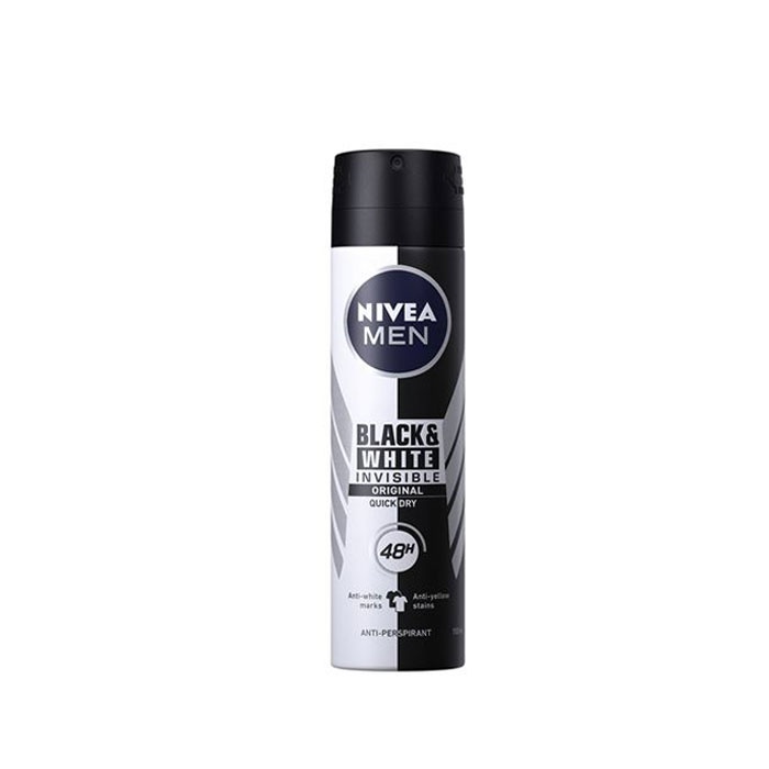 НИВЕА ДЕЗОДОРАНТ СПРЕЙ ИНВИЗИБЪЛ БЛЕК ЕНД УАЙТ за мъже 150 мл. / NIVEA MEN INVISIBLE FOR BLACK &amp; WHITE ORIGINAL ANTI-TRANSPIRANT DEODORANT 150 ml.