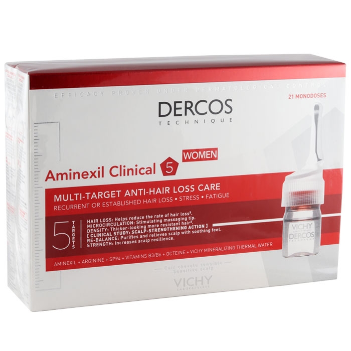 ВИШИ DECROS AMINEXIL CLINICAL 5 АМПУЛИ ПРОТИВ КОСОПАД ЗА ЖЕНИ 21 броя / VICHY DECROS AMINEXIL CLINICAL 5 for women 21