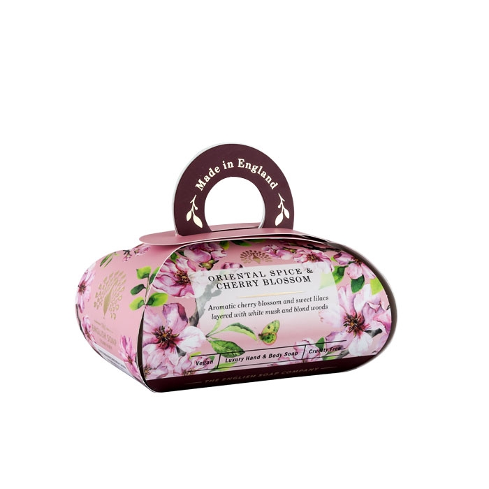 САПУН ИНГЛИШ СОУП КАМПЪНИ ОРИЕНТАЛСКИ ПОДПРАВКИ И ЧЕРЕШОВ ЦВЯТ 260 г / THE ENGLISH SOAP COMPANY FINE FRAGRANCE ORIENTAL SPICE &amp; CHERRY BLOSSOM BATH SOAP