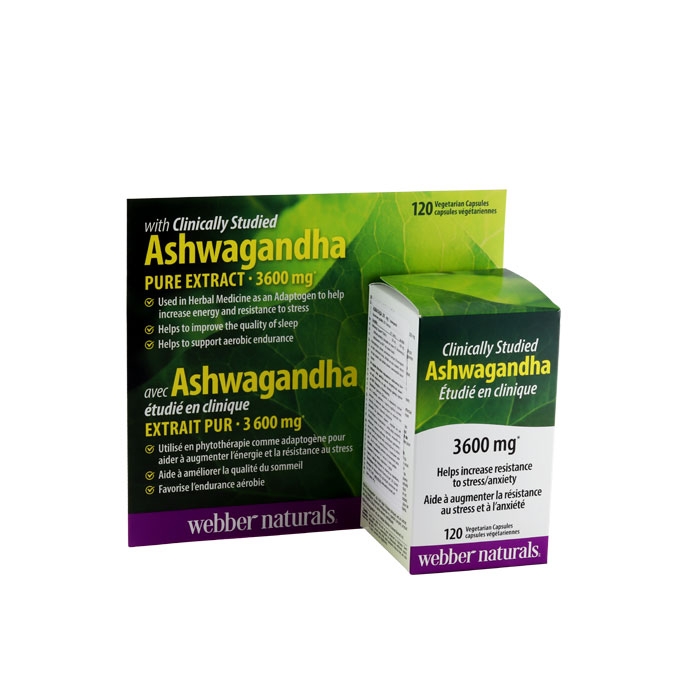 АШВАГАНДА капсули 3600 мг 120 броя / WEBBER NATURALS ASHWAGANDHA