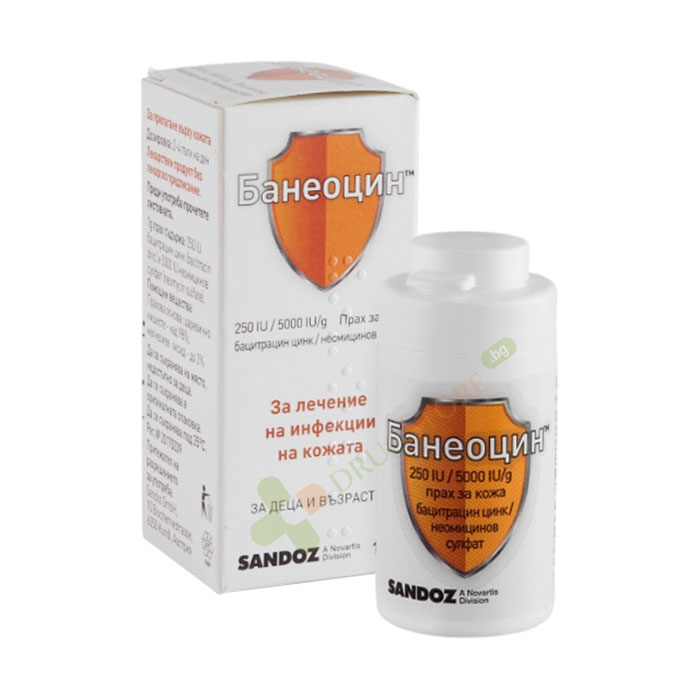 БАНЕОЦИН прах за кожа 10 г / SANDOZ BANEOCIN cutaneous powder