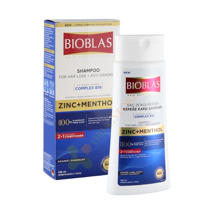 БИОБЛАС ШАМПОАН ПРОТИВ КОСОПАД И ПЪРХОТ С ЦИНК И МЕНТОЛ 360 мл / BIOBLAS AGAINST DANDRUFF SHAMPOO WITH ZINC
