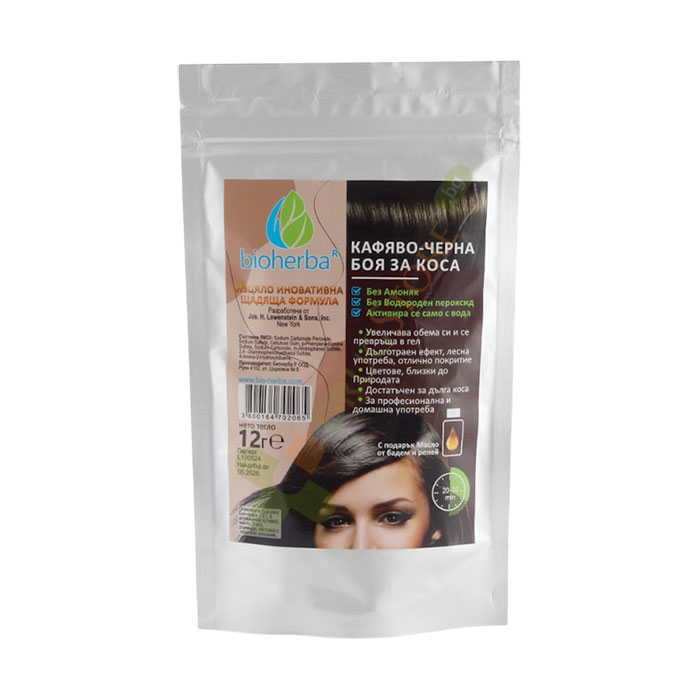 БИОХЕРБА БОЯ ЗА КОСА КАФЯВО - ЧЕРНА / BIOHERBA HAIR DYE BROWN - BLACK