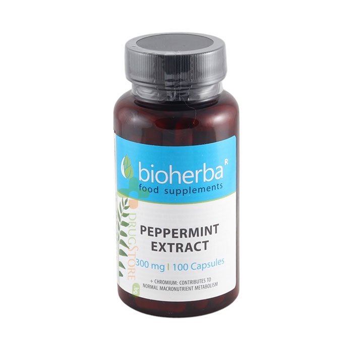 БИОХЕРБА МЕНТА ЛИСТ + ХРОМ капсули 100 броя / BIOHERBA PEPPERMINT + CHROMIUM