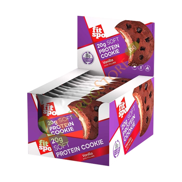 ПРОТЕИНОВА БИСКВИТА ВАНИЛИЯ 70 г 10 броя / FITSPO SOFT PROTEIN COOKIE VANILLA