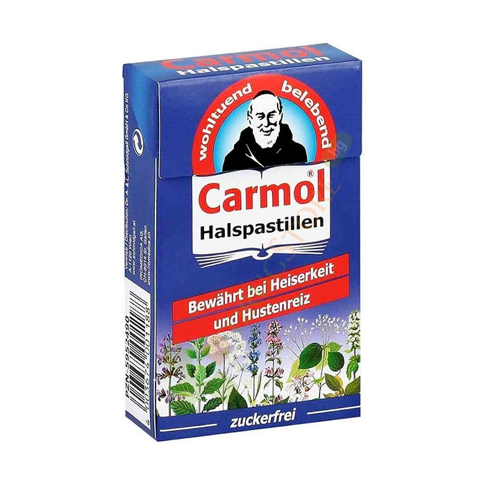 КАРМОЛИС пастили без захар 45 г 25 броя / DR. A.&amp; L.SCHMIDGALL CARMOL HALSPASTILLEN 45 g