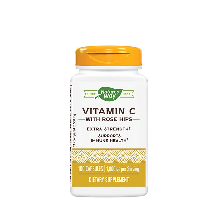 ВИТАМИН С + ШИПКА капсули 1000 мг 100 броя / NATURE&#039;S WAY VITAMIN C WITH ROSE HIPS