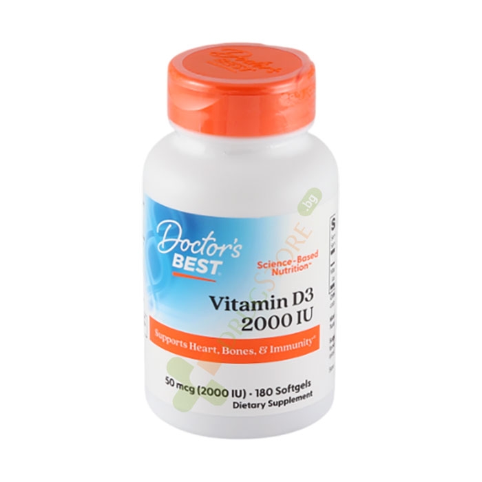 ДОКТОР&#039;С БЕСТ ВИТАМИН D3 гел капсули 2000 IU 180 броя / DOCTOR&#039;S BEST VITAMIN D3 2000 IU