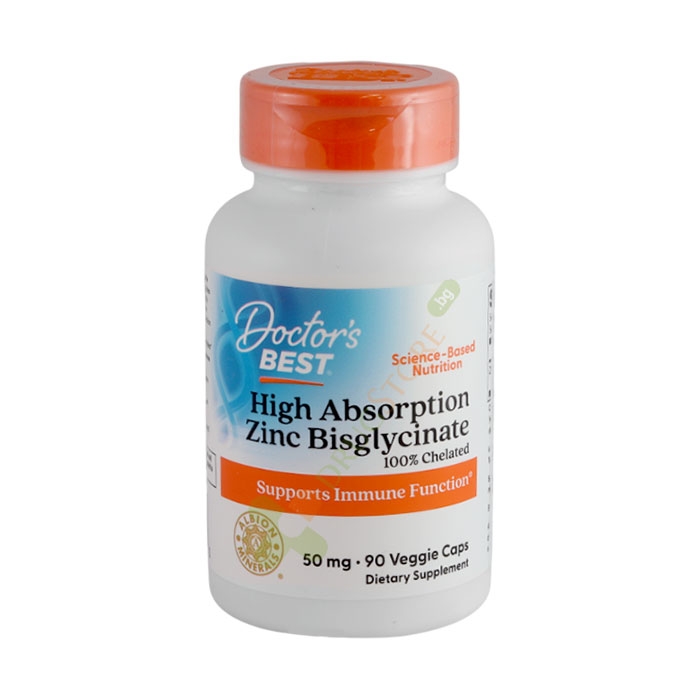 ДОКТОР&#039;С БЕСТ ЦИНК БИСГЛИЦИНАТ капсули 50 мг 90 броя / DOCTOR&#039;S BEST ZINC BISGLYCINATE