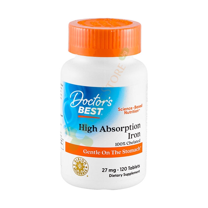 ДОКТОР&#039;С БЕСТ ХЕЛАТНО ЖЕЛЯЗО таблетки 120 броя / DOCTOR&#039;S BEST HIGH ABSORPTION IRON WITH FERROCHEL