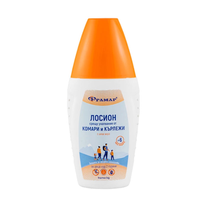 &quot;ФРАМАР&quot; ЛОСИОН СРЕЩУ УХАПВАНИЯ ОТ КОМАРИ И КЪРЛЕЖИ 100 мл / FRAMAR LOTION AGAINST MOSQUITOES AND TICKS